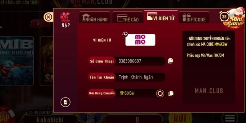 Nạp tiền ManClub – Bước đầu để trải nghiệm cá cược đỉnh cao 4 Nên cẩn thận lưu thông tin khi nạp tiền vào nhà cái
